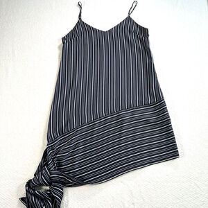 J.O.A Los Angeles Spaghetti Strap Mini Dress Women's Large Side Bow Navy Blue